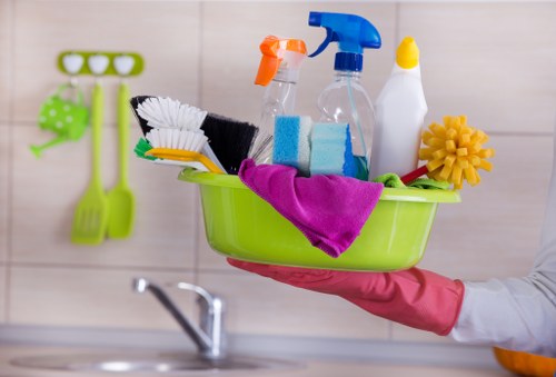 Professional house cleaning supplies ready for a Clapham home cleaning session