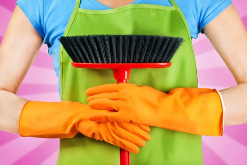 Cleaning a Clapham office reception area with polished surfaces and tidy desks