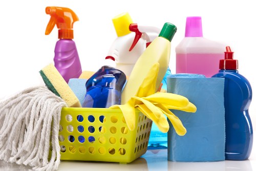 Insured carpet cleaners working in a Clapham home
